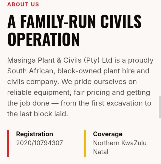 Masinga Plant & Civils site work — Northern KwaZulu-Natal