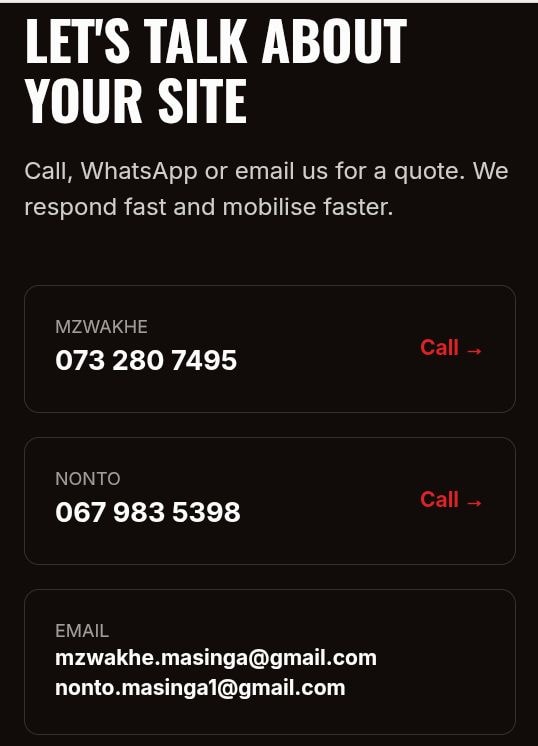 Masinga civils project — Northern KZN construction